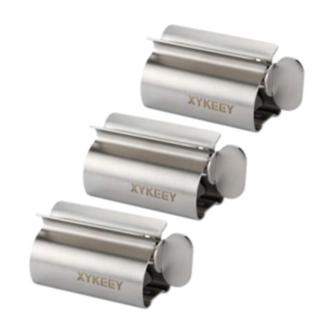 Toothpaste Tube Squeezer - Set of 3 Toothpaste Squeezer Rollers, Metal Toothpaste Tube Wringer Seat Holder Stand XYKEEY